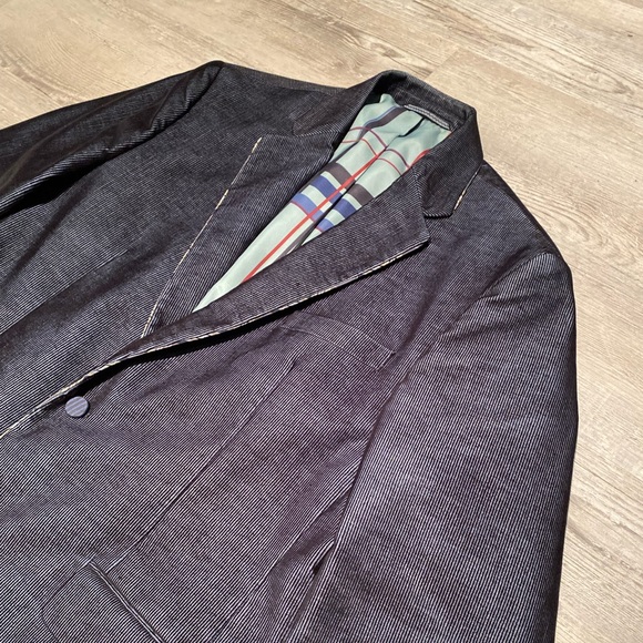 Robert Graham Mens Sport Coat 42L Blue Cotton Corduroy 2 Button Blazer Jacket - Picture 2 of 7